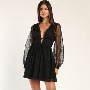 💎 Lulus Sweet Twist Black Swiss Dot Tulle
Long Sleeve Mini Dress